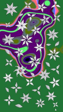 Raster illüstrasyonundaki çiçek desenli çizim. Güzel kumaş deseni. Renkli Bahar Teması eskiz kalıbı. Düz Çiçek Elementleri Tasarımı.