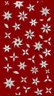 Çiçekli karalama şeklinde Raster çiçek deseni. Yumuşak, bahar çiçekli arka plan. Kırmızı renkte çiçekler.