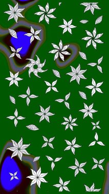 Tomurcukları papatya çiçekleri olan sevimli bir çiçek deseni. Eskiz geçmişi. Raster illüstrasyonu. Kumaş, tekstil, duvar kağıdı baskısı için. Eski usul. Miles Fleur, dandik süs.