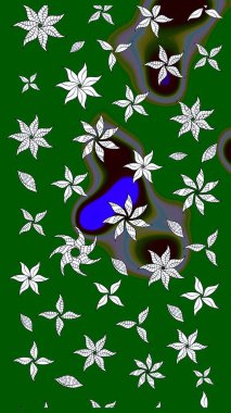 Küçük çiçekli yay deseni çiz. Raster illüstrasyonu. Suluboya tarzında yeşil renkler üzerine.