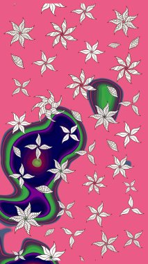 Güzel çiçek deseni. Pembe renkli çiçekler. Renkli Bahar Teması eskiz kalıbı. Düz Çiçek Elementleri Tasarımı.