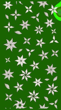 Çiçekli çizim şekli. Yeşil renkli çiçekler. Renkli Bahar Teması eskiz kalıbı. Düz Çiçek Elementleri Tasarımı.