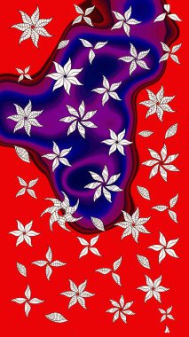 Raster illüstrasyonundaki çiçek desenli çizim. Suluboya tarzında kırmızı renkte çiçekler.