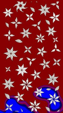 Raster düz çiçek çizim deseni. Hediye ambalaj kağıdı, tebrik kartları, posterler ve pankart tasarımı. Kırmızı renkte çiçekler.