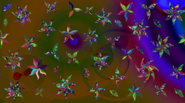 Raster illüstrasyonu. Çiçekli güzel suluboya desen. Kahverengi renklerde.