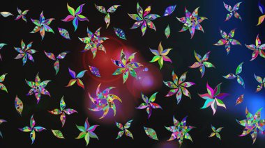 Davetiye ve kartpostal tasarımı için dekoratif çiçek unsurları. Poster ya da kapak için arka plan. Şirin, zarif çiçekler Raster illüstrasyonu. Yapraklı çizim şekli. Tekstil için figür.