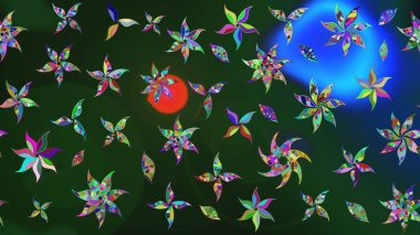 Mavi renkli, zarif çiçek buketli suluboya. Düz Çiçek Elementleri Tasarımı. Raster illüstrasyonu. Renkli Bahar Teması çizim şablonu.