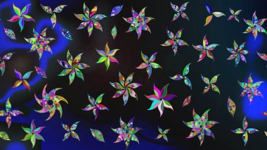 Raster çiçekli arka plan. Renkli Yaz Temalı eskiz kalıbı. Güzel kumaş deseni. Yazdır. Düz Çiçek Elementleri Tasarımı. Güzel çizim şekli..