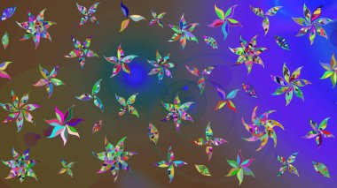 Kahverengi renkli çiçekler. Çiçekli karalama şeklinde Raster çiçek deseni. Yumuşak, yaz çiçekli arka plan.