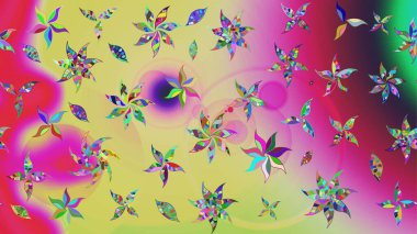 Raster illüstrasyonu. Çiçekler, dallar, bitkiler ve çiçekler. Güzel kumaş deseni. El çizimi.