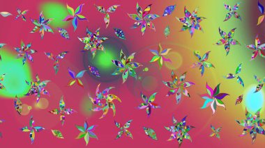 Pembe renkli etnik çiçeklerle süslenmiş zarif bir eskiz. Raster Çiçek İllüstrasyon Şirin Tekstil.