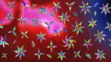 Kırmızı renkte çiçekler. Raster illüstrasyonunda çiçek deseni çizimi.