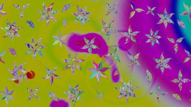 Raster Çiçek İllüstrasyonu 'nun şirin tekstili. Yeşil renkli etnik çiçeklerle zarif eskiz deseni.