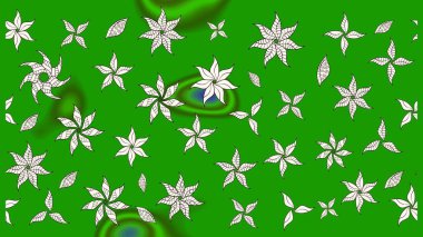 Raster illüstrasyonundaki çiçek desenli çizim. Suluboya tarzında yeşil renkte çiçekler.