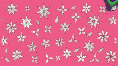 Pembe renkli çiçekler. Kumaş desenli papatya çiçekleri ayrıntıları.