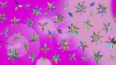 Şirin çiçek elementleri. Raster illüstrasyonu. Mor renkte çiçekler. Çizim.