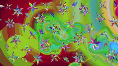 Çiçek arkaplan. Küçük çiçekte güzel bir desen var. Raster deseni. Doğa. - Yeşil çiçekler. Çiçek kolajı. Çiçek bileşimi.