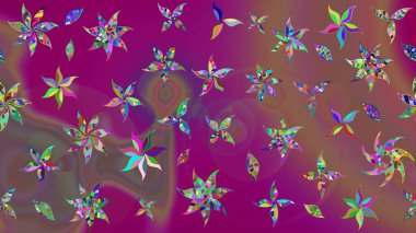 Mor renkli çiçekler. Çiçekli karalama şeklinde Raster çiçek deseni. Nazik, narin çiçek arkaplanı.