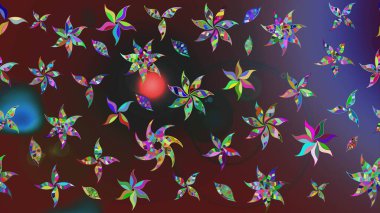 Raster. Raster illüstrasyonu. Tomurcukları çiçek olan sevimli bir çiçek deseni. Eski usul. Kumaş, tekstil, duvar kağıdı baskısı için. Taslak arkaplan.