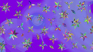 Raster illüstrasyonu. Yumuşak, yaz çiçekleri menekşe renklerinde. Raster deseni. Küçük çiçekte sevimli çiçek deseni var..