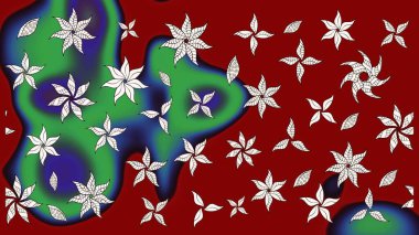 Çiçek desenli eskiz. Kırmızı renkte çiçekler. Düz Çiçek Elementleri Tasarım Raster illüstrasyonu. Renkli Bahar Teması çizim şablonu.