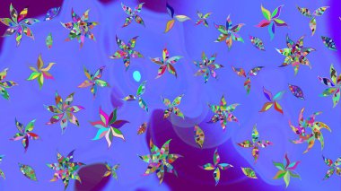 Halk tarzı. Parlak renkli çiçekleri ve mor renkli yaprakları olan harika bir çiçek deseni. Modern çiçek arkaplanı. Moda baskıları için zarif bir şablon.