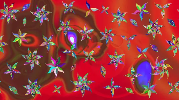 Raster illüstrasyonu. Çiçek deseni. Şatafatlı bahar bahçesi dokusu. Kırmızı renkte çiçek çizimi. Kırmızı renkte çiçekler.