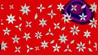 Raster illüstrasyonu. Çiçek süslemeli çizim deseni. Kırmızı renkte çiçekler.