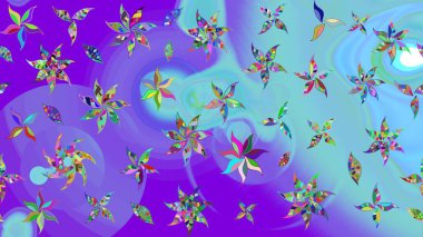 Raster illüstrasyonu. Karalama çiçeği. Düz Çiçek Elementleri Tasarımı. Renkli Bahar Teması eskiz kalıbı. Güzel kumaş deseni. Zentangle soyut çiçekleri.