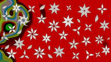 Elle boyanmış suluboya resim çizimleri, çiçekler ve bitkiler. Kırmızı renkte çiçekler.