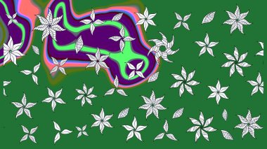 Raster illüstrasyonu. Güzel karalamalı çiçek desenli çizim. Güzel kumaş deseni. Küçük çiçekte sevimli çiçek deseni var..