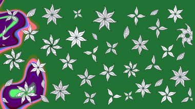 Arkaplan dokusu, duvar kağıdı, yeşil renkli çiçek teması. Soyut etnik raster çizim kalıbı. Kabile sanatı boho baskısı, klasik çiçek arkaplanı.