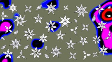 Renkli Bahar Teması eskiz kalıbı. Yeşil renkli çiçekler. Düz Çiçek Elementleri Tasarımı. Çiçekle çizim deseni.