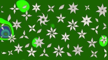 Raster illüstrasyonundaki çiçek desenli çizim. Yeşil renkte çiçekler.