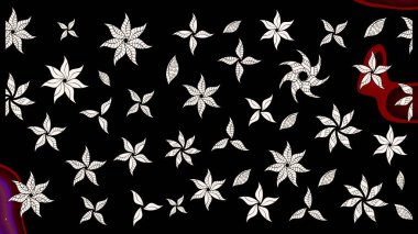 Raster Güzel kumaş deseni. Raster suluboya deseni, narin çiçekler, siyah çiçekler, tebrik kartı şablonu..