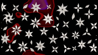 Sketch Colour Spring Theme eskiz kalıbı. Düz Çiçek Elementleri Tasarımı. Siyah renkli çiçekler. Sevimli çiçek raster deseni.