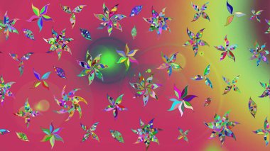 Klasik çiçekler. El çizimi, soyut ve süslü elementler. Yaz çiçekleri teması. Pembe renkler. Suluboya resim taklit Raster illüstrasyonu.