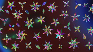 Çiçekli karalama şeklinde Raster çiçek deseni. Yumuşak, bahar çiçekli arka plan. Kahverengi renkte çiçekler.