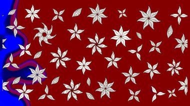 Klasik çiçek tasarımı elementleri. Kırmızı kıvırcık çiçekler kırmızı renklerde şekillenir. Raster illüstrasyonu.