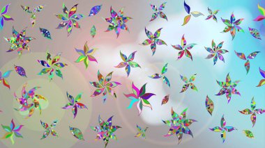 Tarafsız renklerde etnik çiçeklerle süslenmiş zarif bir eskiz. Raster Çiçek İllüstrasyonu güzel tekstil..