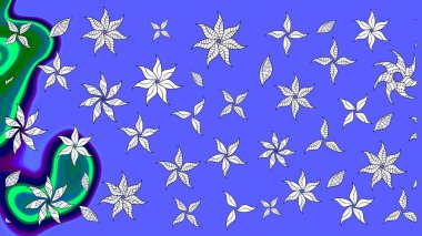 Gömlek, arka plan modelini çiz. Tropik çiçekler. Mavi renkte çiçekler.