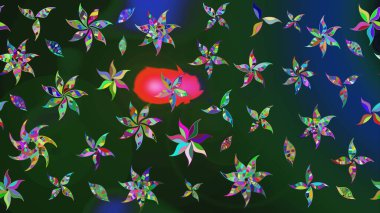 Çiçekli karalama şeklinde Raster çiçek deseni. Yumuşak, bahar çiçekli arka plan. Mavi renkte çiçekler.