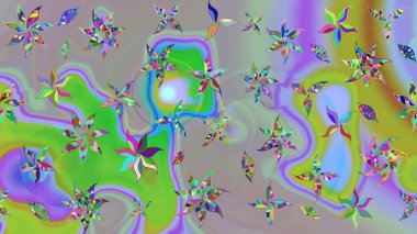 Küçük çiçekli yay deseni çiz. Raster illüstrasyonu. Suluboya tarzında gri renkler üzerine.