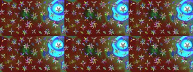 Tomurcukları çiçek olan sevimli bir çiçek deseni. Kumaş, tekstil, duvar kağıdı baskısı için. Eski usul. Eskiz geçmişi. Raster. Raster illüstrasyonu.