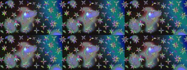 Gri renkli çiçekler. Raster illüstrasyonu. Raster illüstrasyonu. Asya tekstil tarzında. Çiçek desenini çiz.