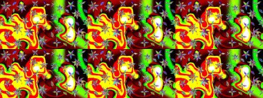 Raster illüstrasyonu. Renkli Bahar Teması eskiz kalıbı. Düz Çiçek Elementleri Tasarımı. Karalama çiçeği. Güzel kumaş deseni. Zentangle soyut çiçekleri.