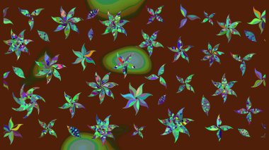 Düz Çiçek Elementleri Tasarımı. Renkli Bahar Teması eskiz kalıbı. Raster illüstrasyonu. Şirin çiçek elementleri. Çizim deseni Modaya uygun kumaş deseni.