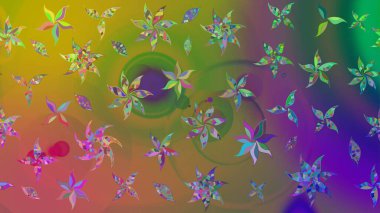 Yeşil renkli çiçekler. Raster illüstrasyonunda çiçek deseni çizimi.