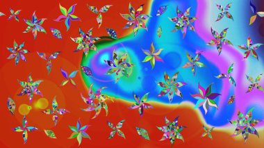 Mavi renkli çiçekler. Çiçekli karalama şeklinde Raster çiçek deseni. Yumuşak, yaz çiçekli arka plan.