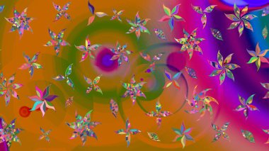 Poster ya da kapak için arka plan. Şirin, zarif çiçekler Raster illüstrasyonu. Tekstil için figür. Davetiye ve kartpostal tasarımı için dekoratif çiçek unsurları. Yapraklı çizim deseni.